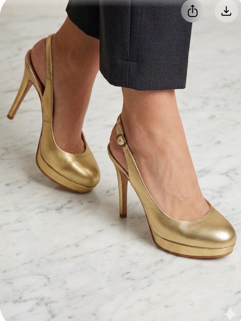 La Victoire
Pour La Victoire  gold Soft Patent Sling Back Platform Pumps